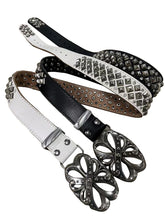 Studded Rhinestone Carved Buckle Leather Belt