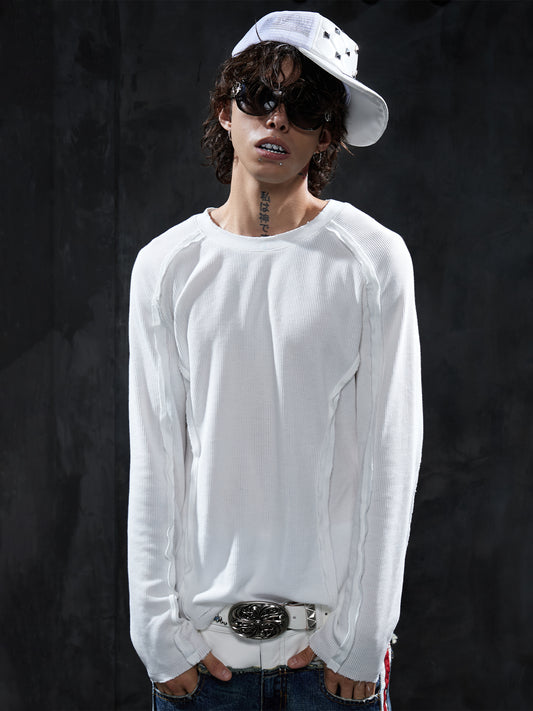 Distressed Deconstructed Waffle Long-Sleeve Tee