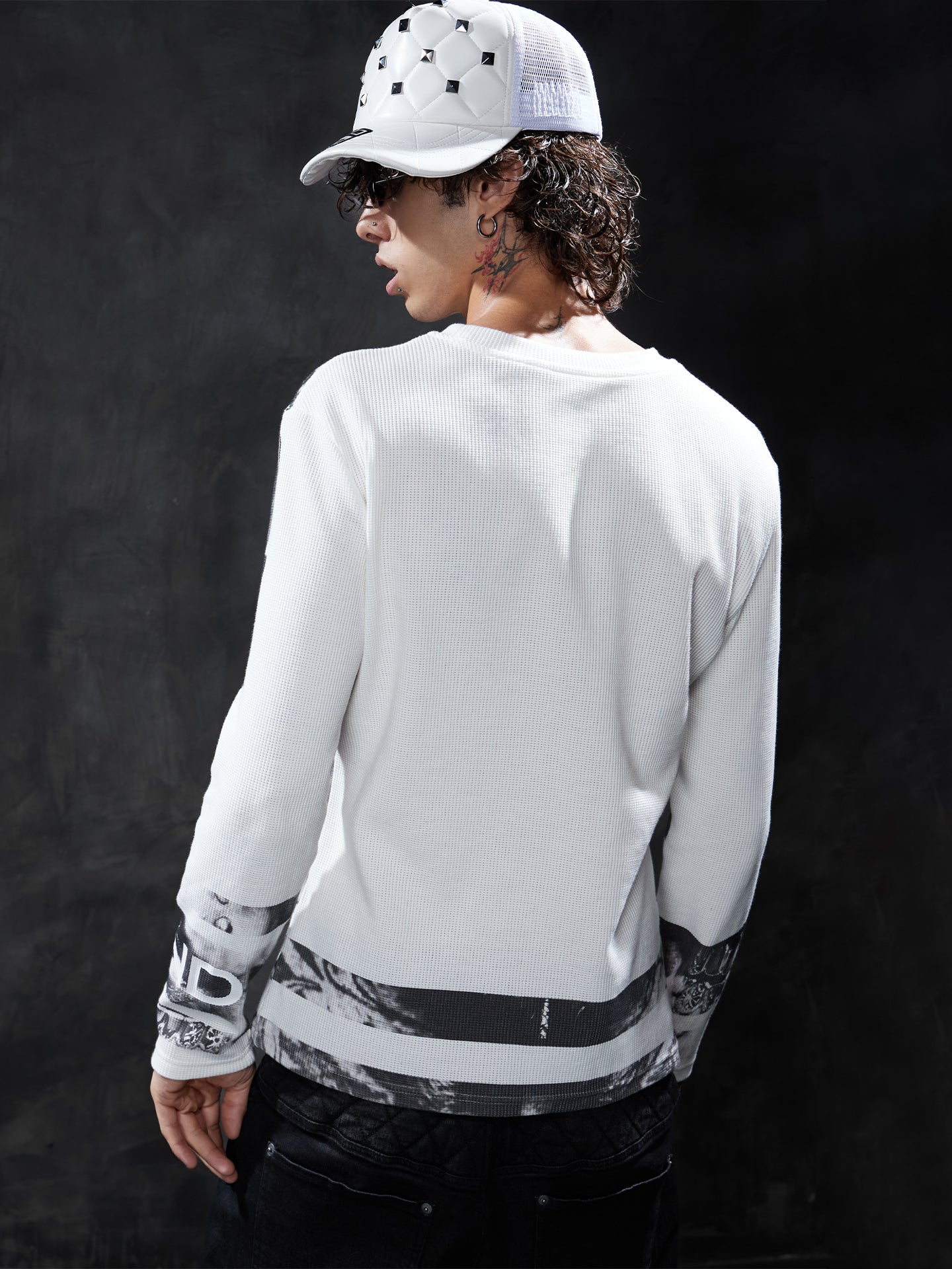 Y2K Portrait Graphic Waffle Long-Sleeve Tee