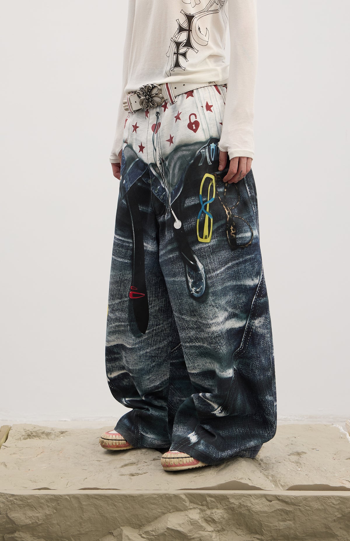 Y2K 00s Trompe-l'œil Double-Waist Baggy Jeans