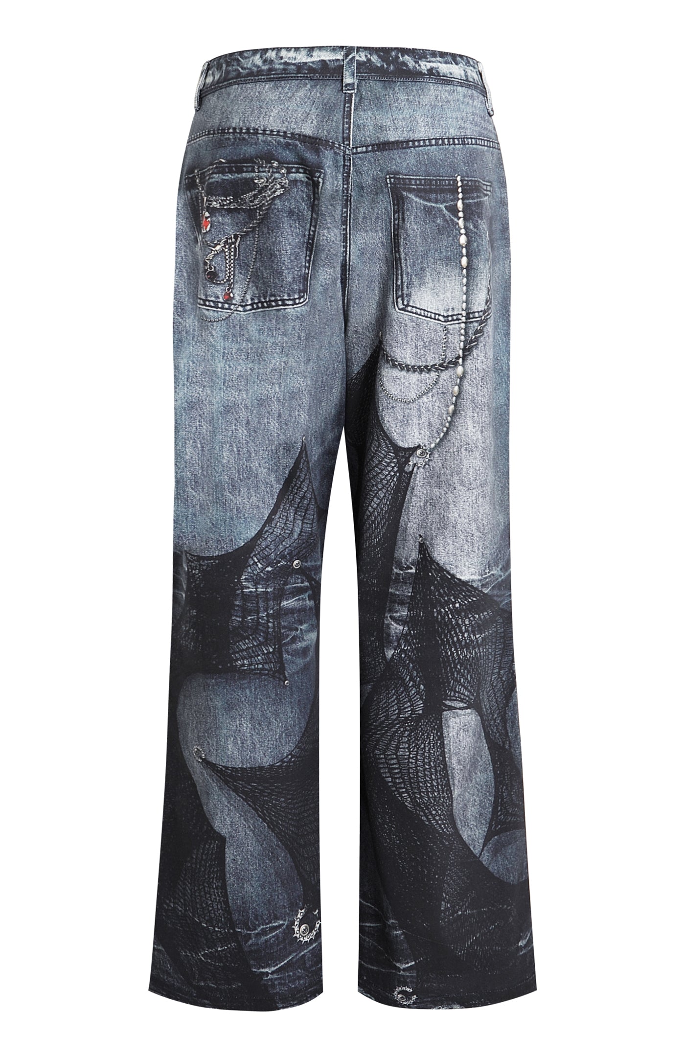 Chain Lace Patchwork Flared Jeans