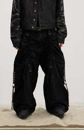 Coated Drawstring Ruched Cargo Pants