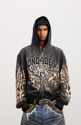 DND4DES “PREY” Leopard Embroidered Dual-Zip Up Hoodie