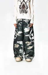 Lace Acid Gem Printed Baggy Pants