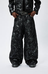 Coated Faux Leather Biker Baggy Pants