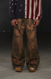 Graffiti Lumberjack Print Pants