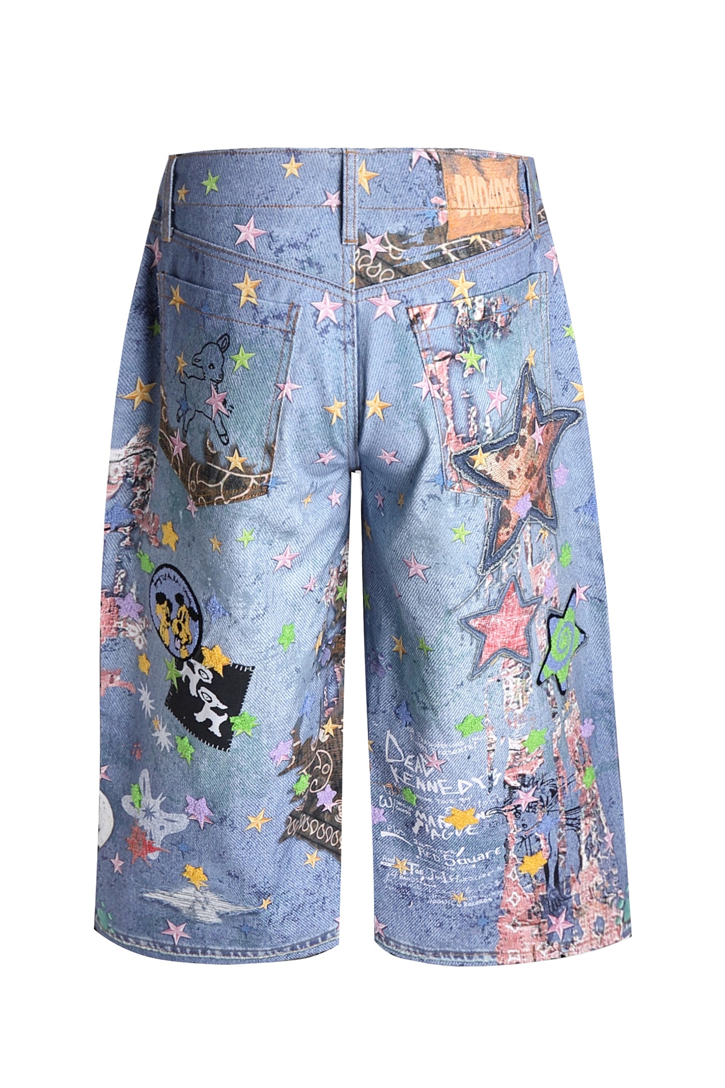 Star Graffiti Flocked Patches Embroidery Cartoon Oversized Pants