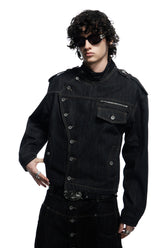 Raw Denim Long Button Jacket