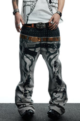 All-Over Print Double Waistband Pistol Pants