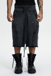 Deconstructed Double Waistband Logger Pocket 3/4 Pants