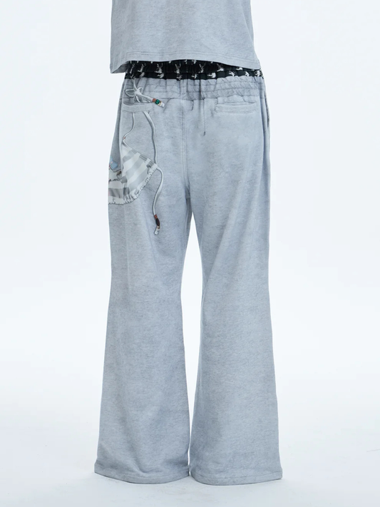 PLAY “D”oy Double-Waist Bikini&Doll Charm Graphic Cotton Baggy Pants