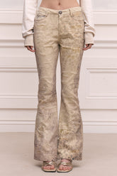 Ripped Lace Leopard Print Pants