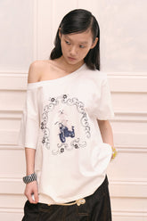 Dog Riding Print Loose T-shirt