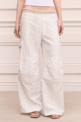 White Linen Cargo Pants