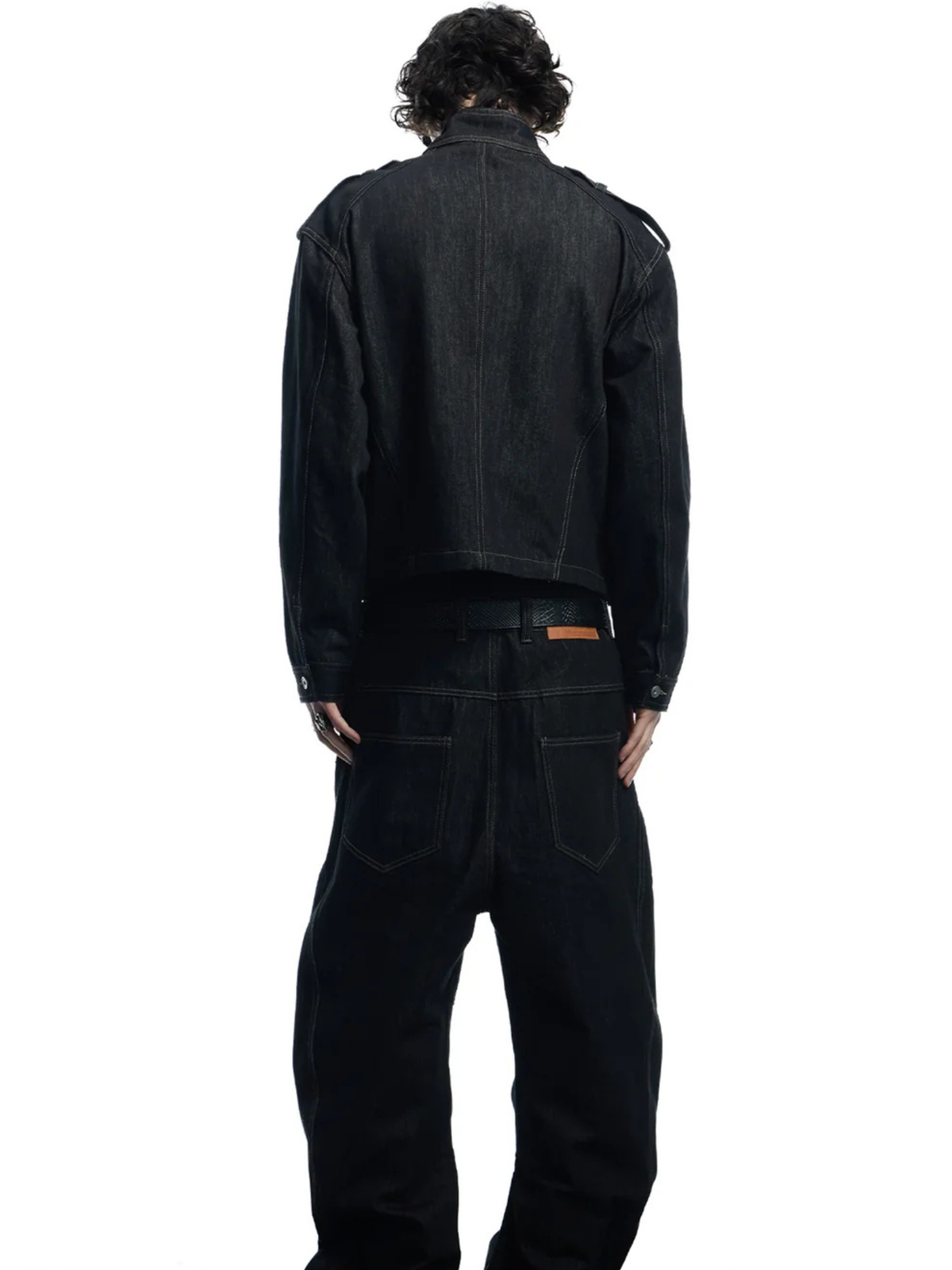 Raw Denim Long Button Jacket