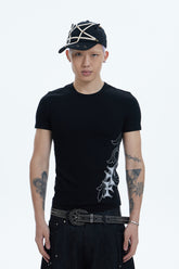 Cross Side Graphic Slim Fit Top