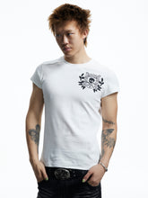 Skull Badge Shoulder Cut Short Sleeve