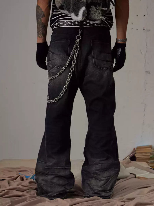 Scratch Marks Distressed Flared Jeans