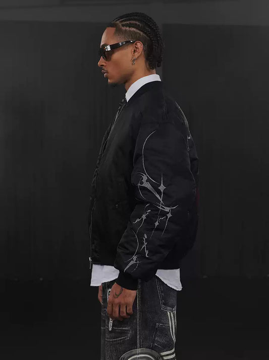 Graffiti Embroidered Huge Arms Bomber