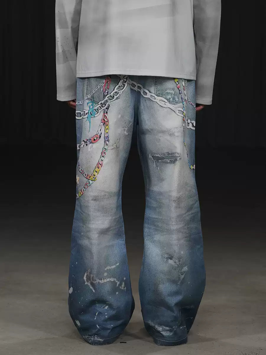 Y2K Cartoon Pendants Print Pants