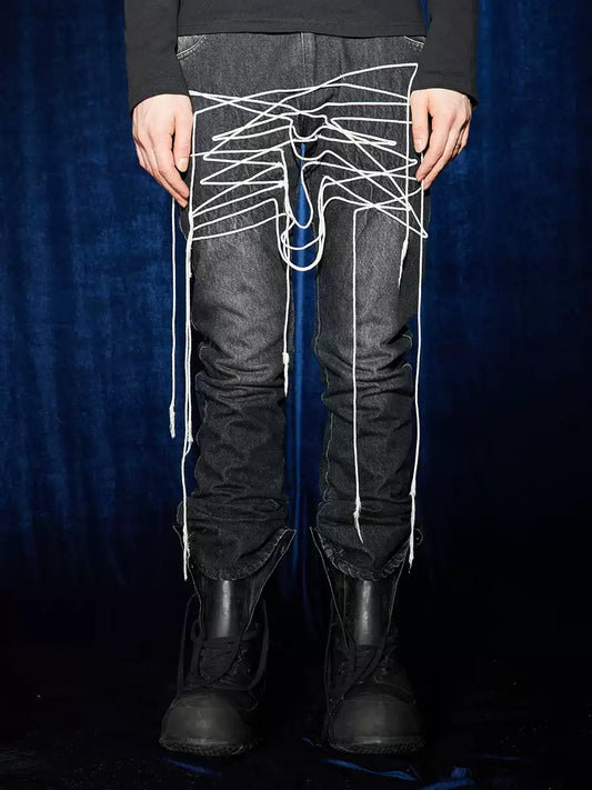 Crazy Shoelace Washed Jeans