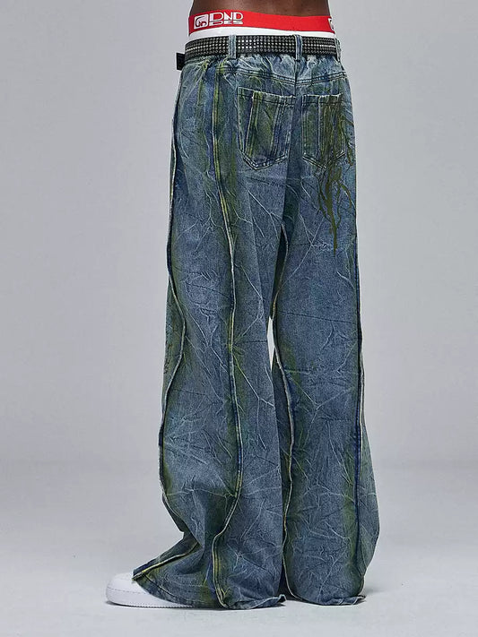 Painter Spliced Dirty Washed Jeans