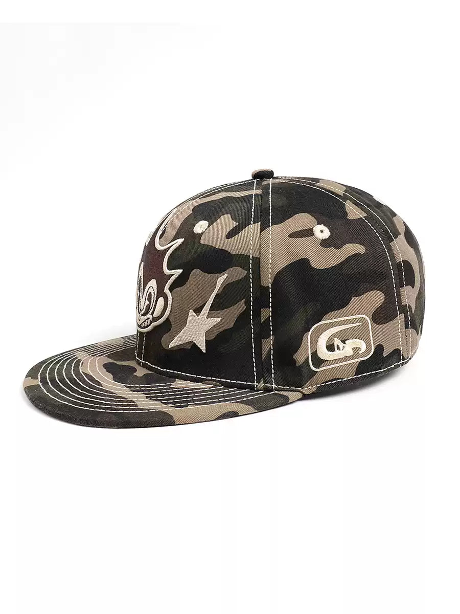 "D-alien" Camo Embroidered 6-Panel Strapback Cap