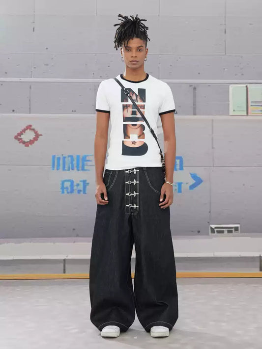NERD Gothic Portrait Slim Fit Ribbed Trim T-Shirt