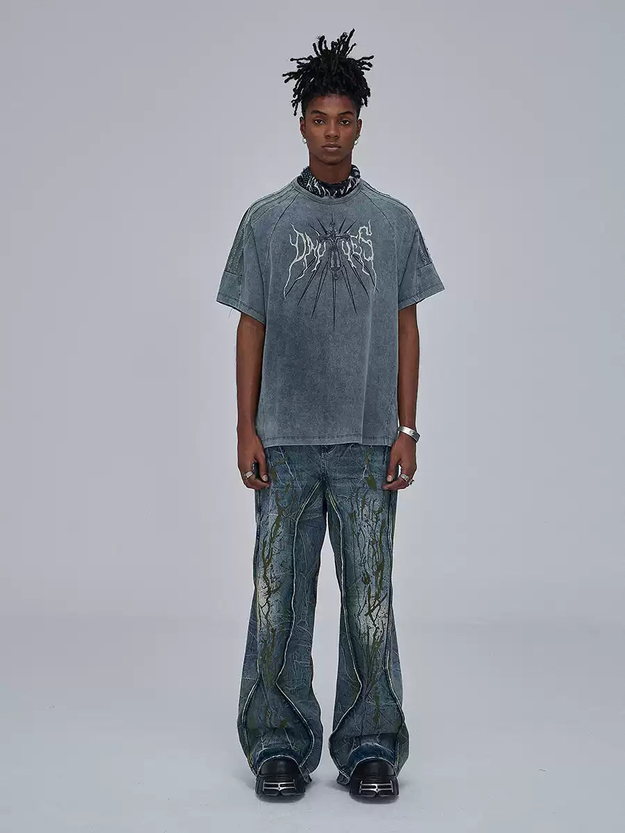 Painter Spliced Dirty Washed Jeans