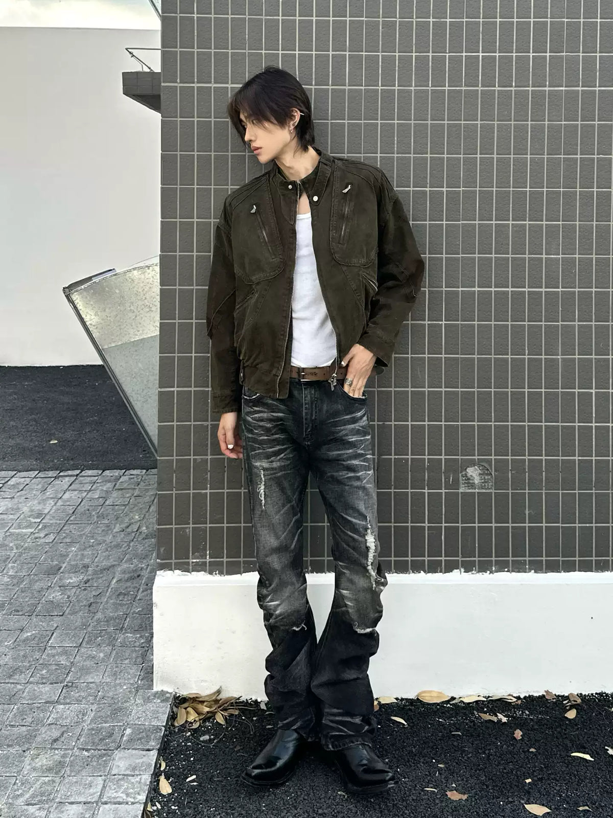 Dirty Fit Whiskered Distressed Washed Stack Jeans