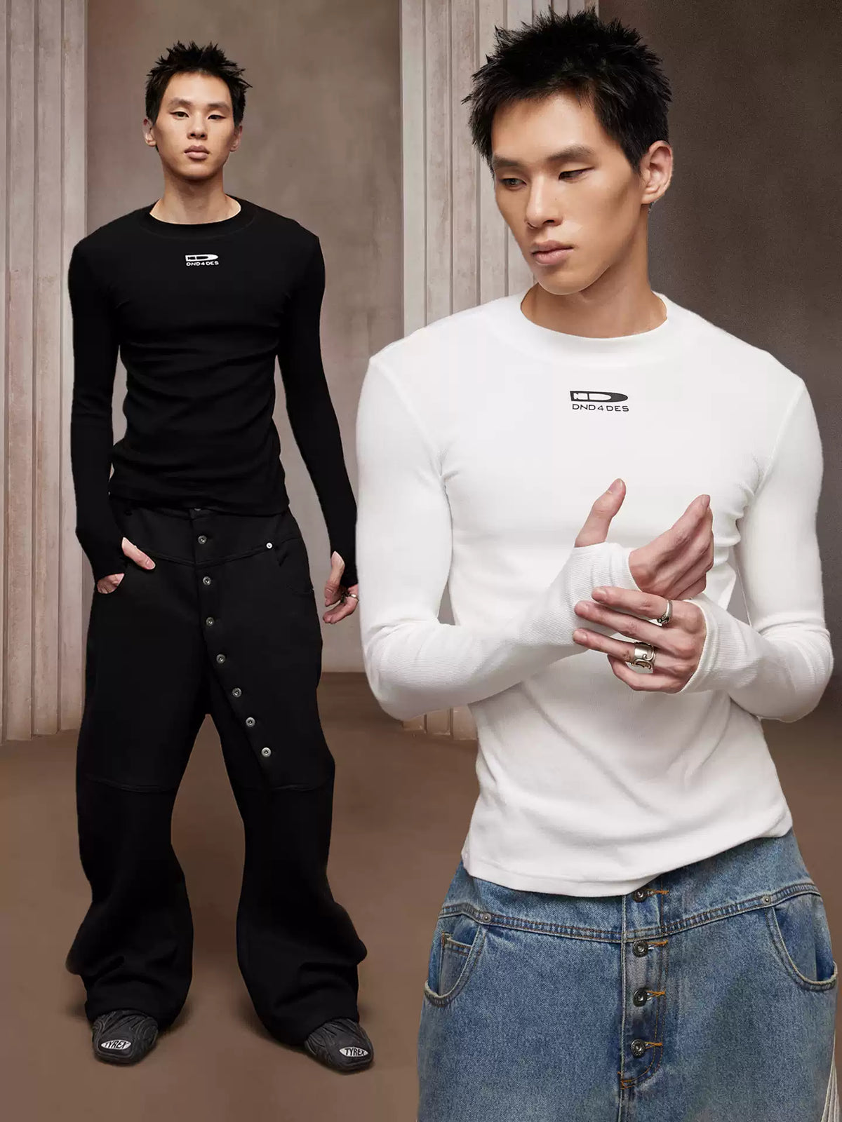 DND Bullet Logo Stretch Slim-Fit Long Sleeve Top