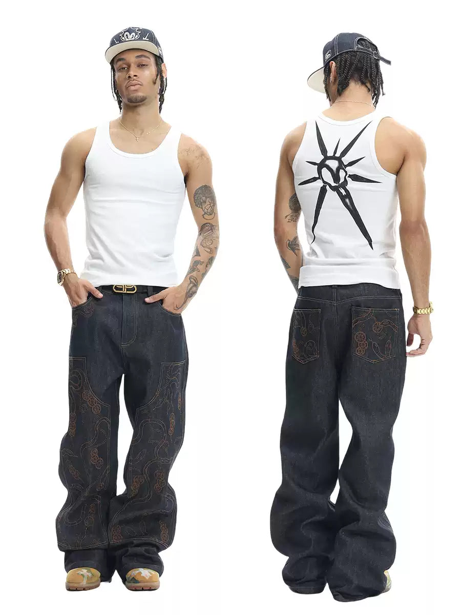 Serpent Weave Raw Denim Logger Pants