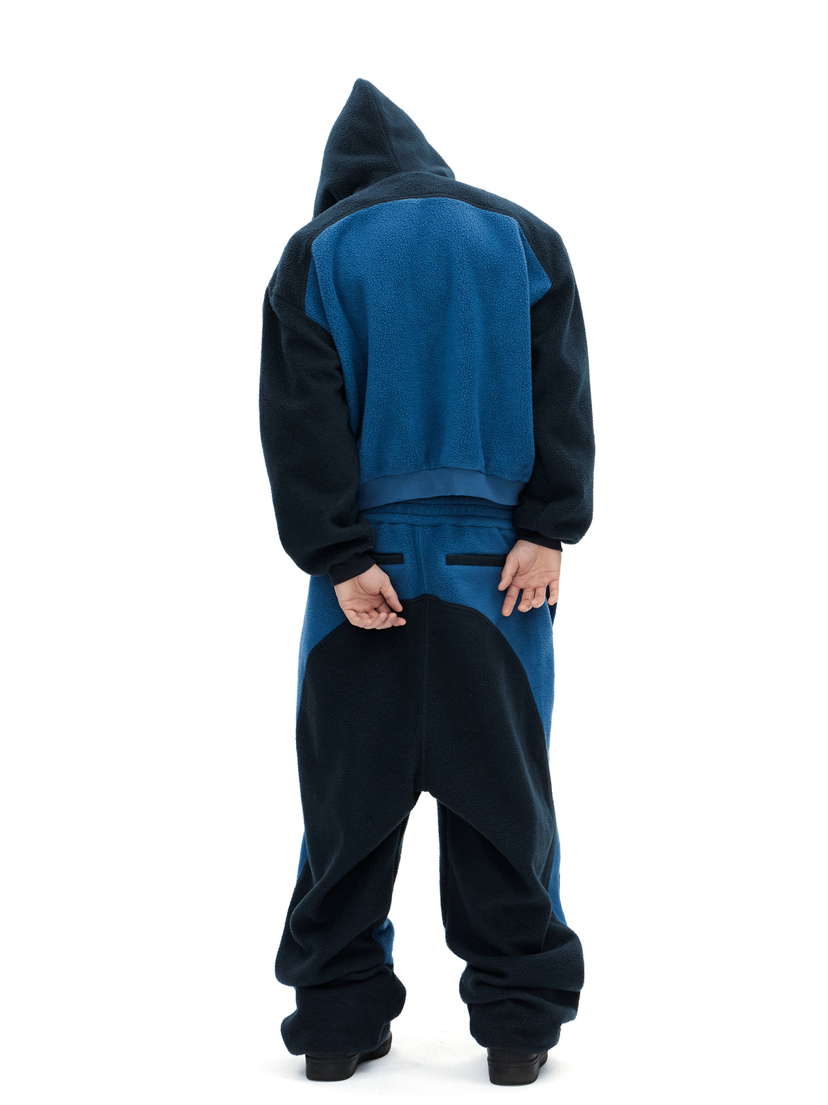 Colorblock Fleece Zip-Up Hoodie & Wide-Leg Sweatpants