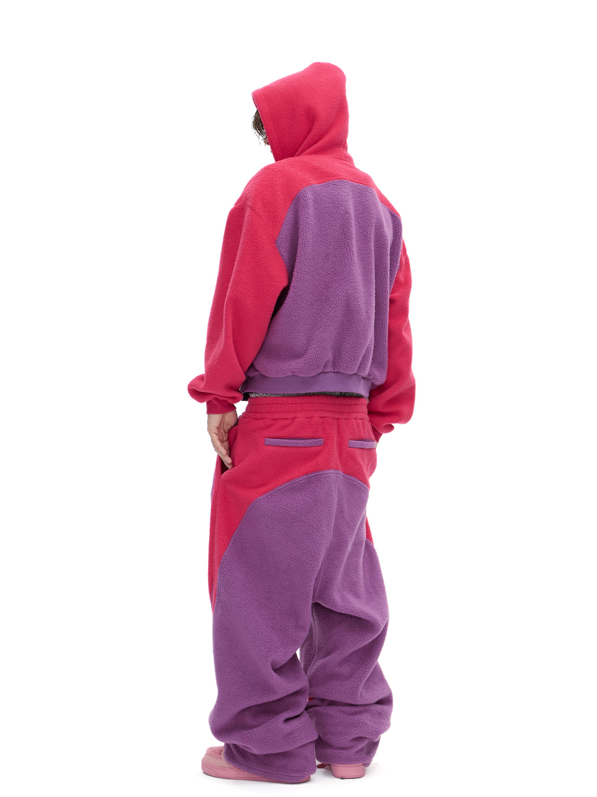 Colorblock Fleece Zip-Up Hoodie & Wide-Leg Sweatpants