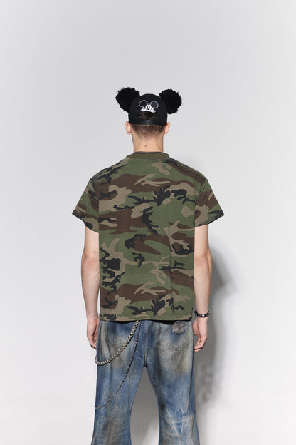 Graffiti Camo Rivet Cross T-Shirt