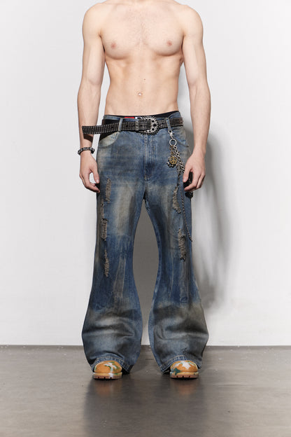 Distressed Dusty Flared Jeans
