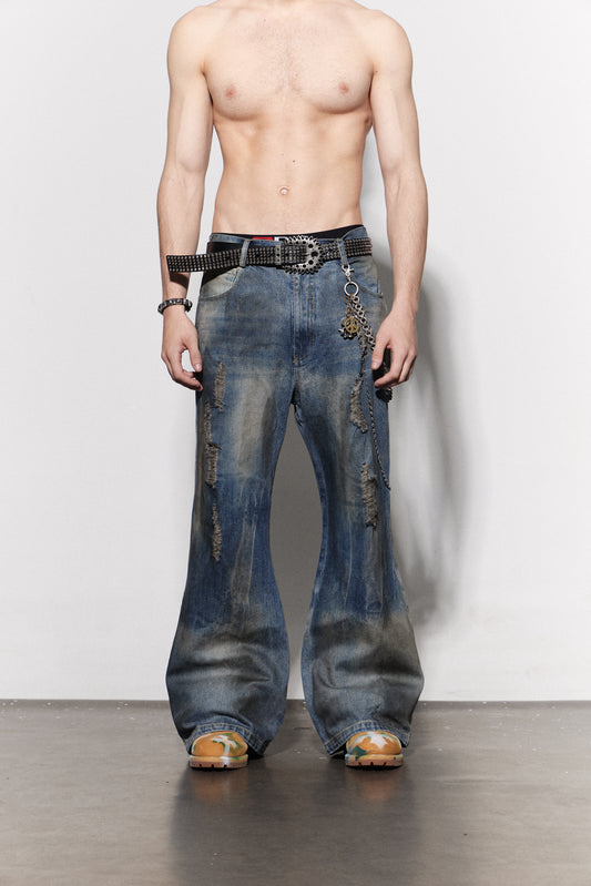 Distressed Dusty Flared Jeans