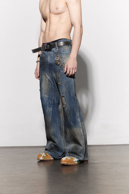 Distressed Dusty Flared Jeans