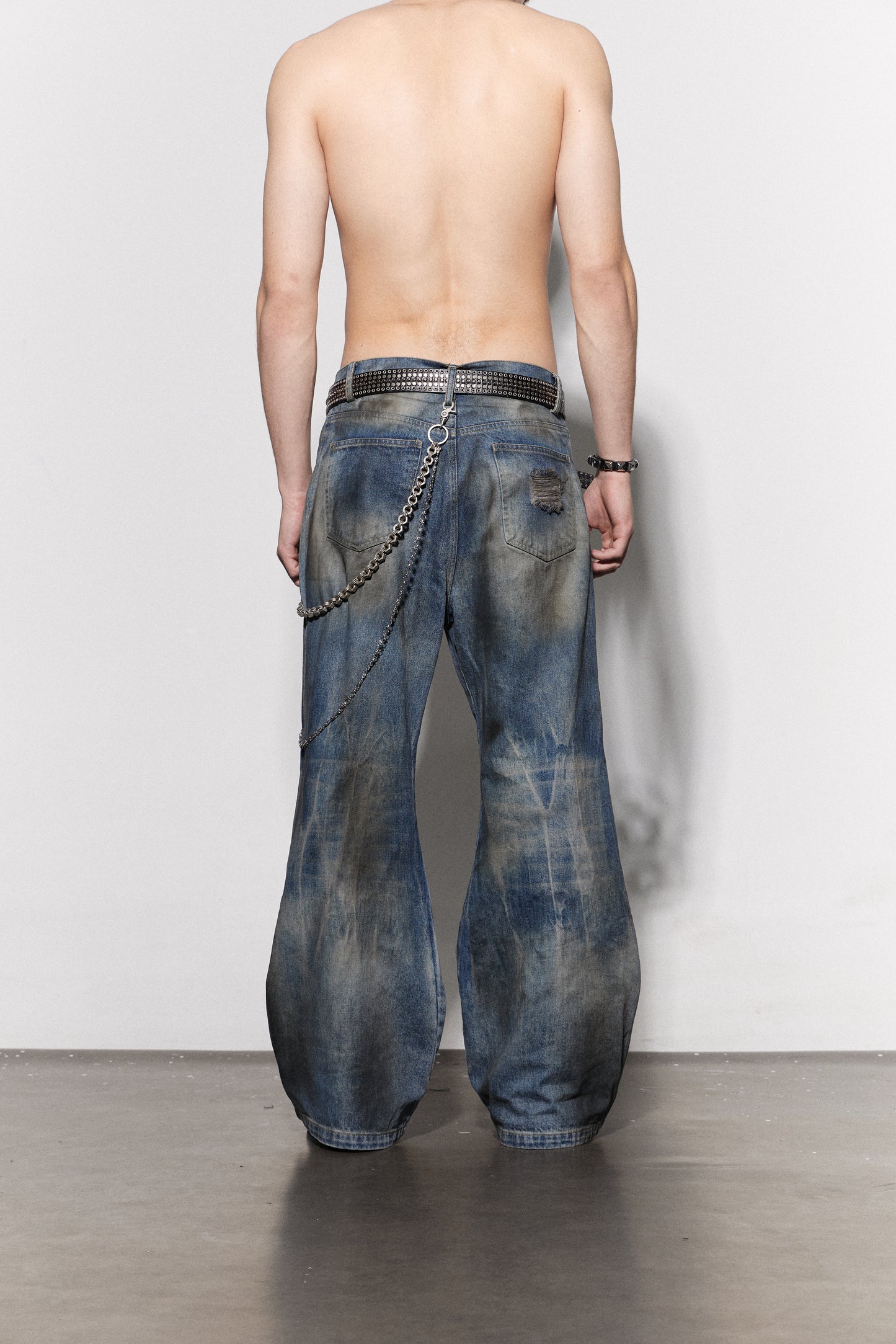 Distressed Dusty Flared Jeans