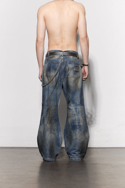 Distressed Dusty Flared Jeans