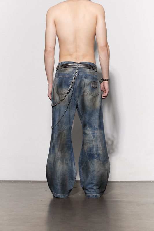 Distressed Dusty Flared Jeans