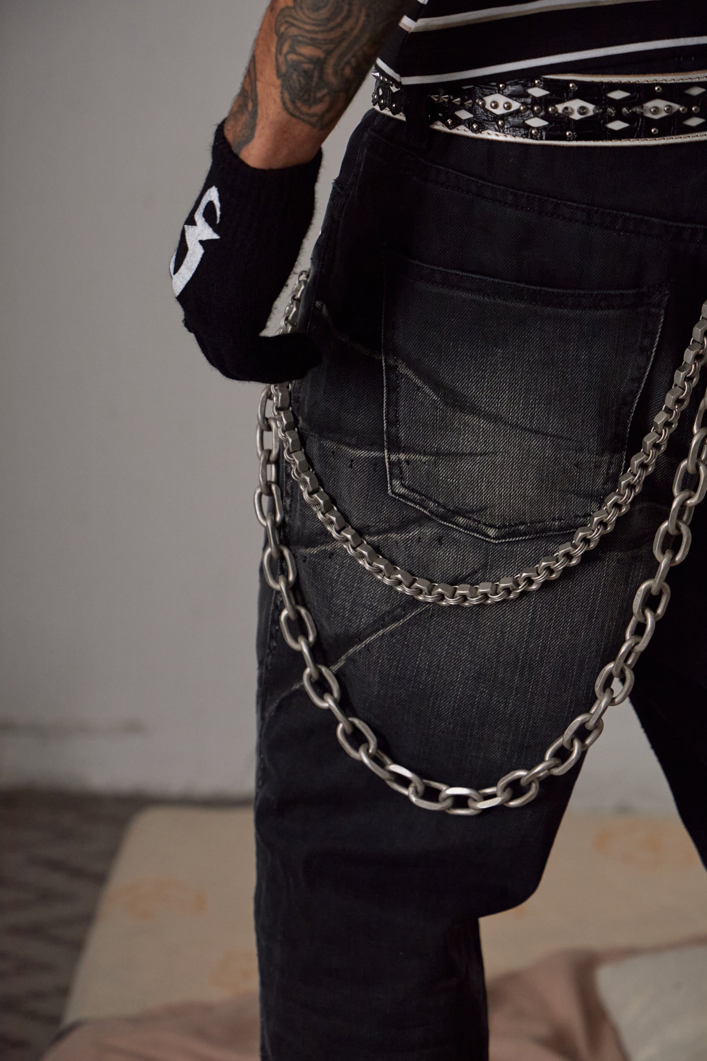 Scratch Marks Distressed Flared Jeans