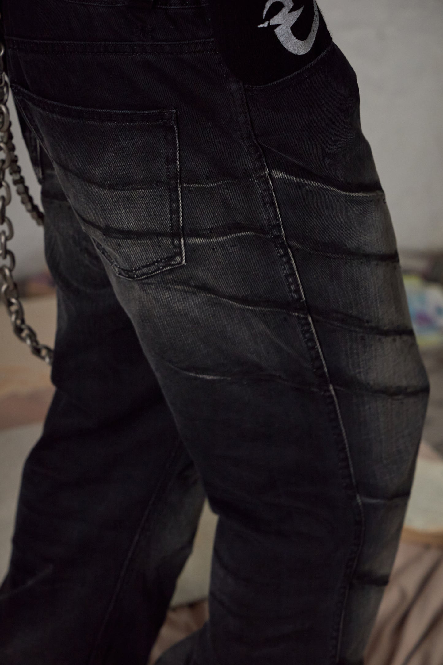 Scratch Marks Distressed Flared Jeans