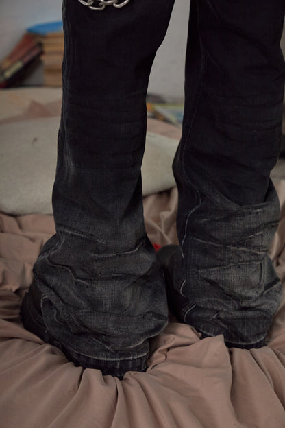 Scratch Marks Distressed Flared Jeans