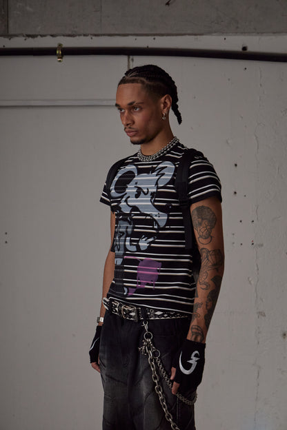 Rat Graffiti Striped Tight T-Shirt
