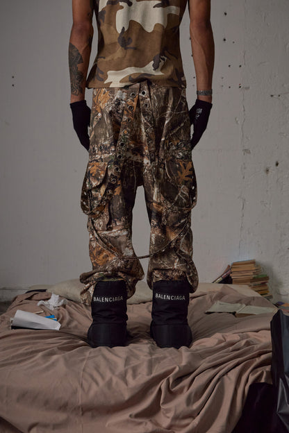 Camo Detachable Strapped Cargo Pants