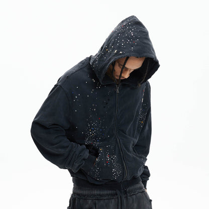 Rhinestone Washed Distressed Sweatshirt - image 7 of 8