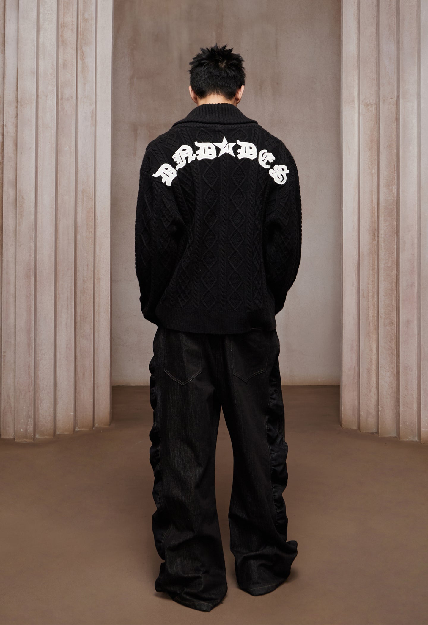 Asymmetric Button Fly Side-Ruched Raw Denim