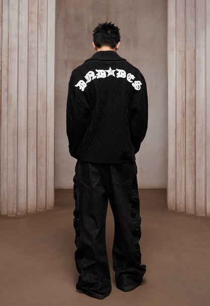Asymmetric Button Fly Side-Ruched Raw Denim