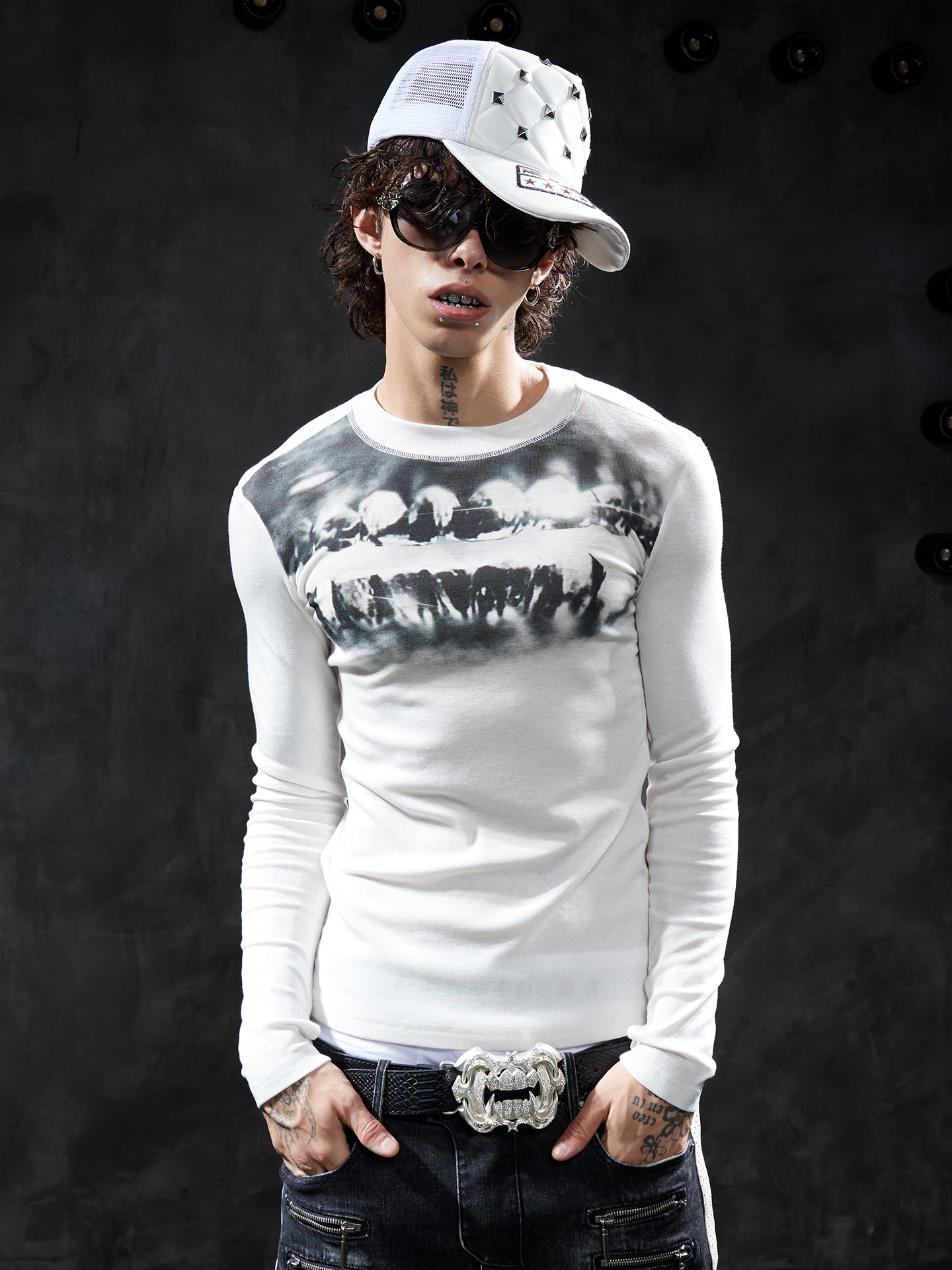 Grillz Graphic Slim-Fit Long-Sleeve Tee